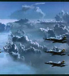 Fighter Jets Blue Wallpaper Border