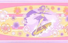Purple and Pink Hawaiian Surfboard Wallpaper Border