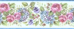 Lilac and Rose Blue Wall Paper Border