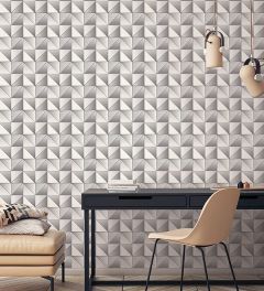GX37630 Cubist Wallpaper Metallic Silver, Grey, Dove GeometriX Norwall Wallcovering
