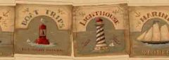 Beige Maritime Signs Wallpaper Border