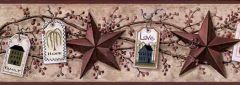 Primitive Gift Tags and Barn Stars Wallpaper- 1 Left