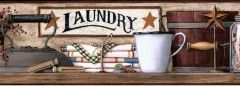 Burgundy Country Laundry Wallpaper Border- 1 ROLL LEFT