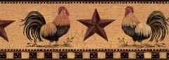 Roosters With Barn Stars Wall Paper Border