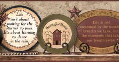 Collectible Plates and Candles on a Shelf Wallpaper Border