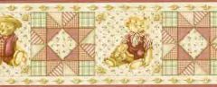 Quilted Country Bear and Button Wallpaper Border