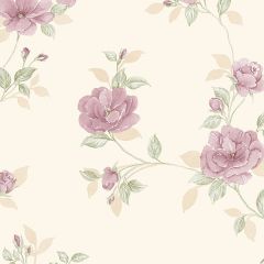 IM36404 In Register Rose Trail Wallpaper Cream, Pink, Green Silk Impressions 2 Norwall Wallcovering