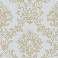 IM36405 In Register Classic Damask Wallpaper Blue, Metallic Gold Silk Impressions 2 Norwall Wallcovering
