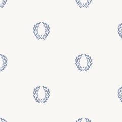 IM36407 In Register Laurel Leaf Wallpaper White, Navy, blue Silk Impressions 2 Norwall Wallcovering