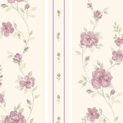 IM36410 In Register Rose Stripe Wallpaper Cream, Pink, Green Silk Impressions 2 Norwall Wallcovering