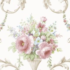 IM36419 In-register Ornamental Floral Wallpaper Pink, Blue, Taupe Silk Impressions 2 Norwall Wallcovering