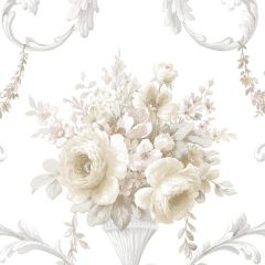 IM36420 In-register Ornamental Floral Wallpaper Beige, Light Grey, Pink Silk Impressions 2 Norwall Wallcovering