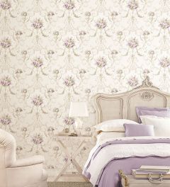 IM36423 In-register Ornamental Floral Wallpaper Beige, Purple, Yellow Silk Impressions 2 Norwall Wallcovering