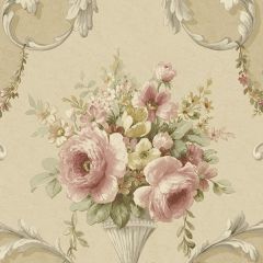 IM36424 In-register Ornamental Floral Wallpaper Tan, Taupe, Beige, Red Silk Impressions 2 Norwall Wallcovering