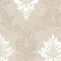 IM36425 In-register Silk Damask Wallpaper Taupe, White, Beige Impressions 2 Norwall Wallcovering