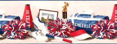 Blue Cheerleading Wallpaper Border