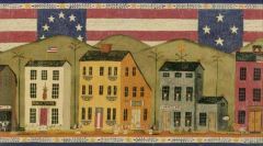 Patriotic Shaker House Wallpaper Border