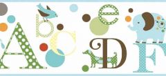 Polka Dots Animal and Alphabet Wallpaper Border