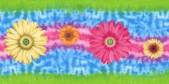 Green Tie Dyed Daisy Wallpaper Border