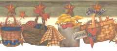 Green Hanging Baskets Wallpaper Border