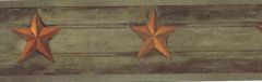 Green Primitive Barn Star Wallpaper Border