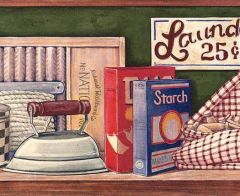 Green Laundry 25 Cents Wallpaper Border