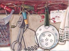 Collectible Kitchen Burgundy Wallpaper Border