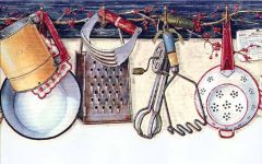 Blue Collectible Kitchen Wallpaper Border