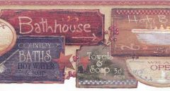 Bathroom Signs Wallpaper Border - York Wallcoverings
