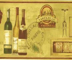 Wine Bottle and Label Wallpaper Border