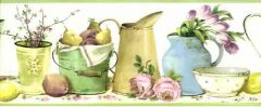 Light Green Kitchen Wallpaper Border - Patton Norwall