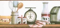 Burgundy Toaster Shelf Wallpaper Border