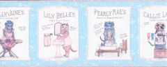 Powder Blue Purrrrfect Laundry Room Wallpaper Border