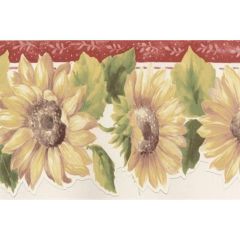KC78356 Tournesol Wallpaper Border Red, Green, Yellow Fresh Kitchens 5 Norwall Wallcovering