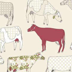 KE29930 Cow Parade Wallpaper Red, Cream Kitchen Elements Norwall Wallcovering