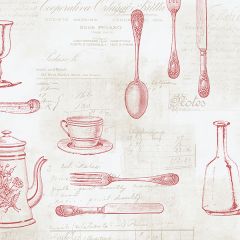 KE29938 Cutlery Sidewall Wallpaper Red, Tan Kitchen Elements Norwall Wallcovering