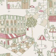 KE29940 Café Wallpaper Cream, Red, Green Kitchen Elements Norwall Wallcovering