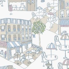 KE29941 Café Wallpaper Blue, Beige, Pink Kitchen Elements Norwall Wallcovering