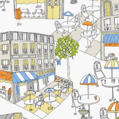 KE29942 Café Wallpaper Orange, Yellow, Green, Blue Kitchen Elements Norwall Wallcovering