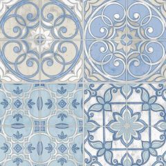 KE29950 Portuguese Tiles Wallpaper Blue, Cream Kitchen Elements Norwall Wallcovering