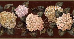 Burgundy Hydrangea Wall Paper Border