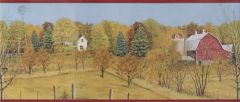 Fall Barn Scene Wallpaper Border