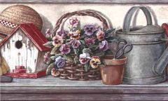 Gray Gardening Items Wall Paper Border