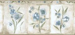 Blue Long Stem Flowers Wallpaper Border