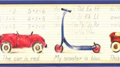 Blue Childrens Wheelie Wallpaper Border