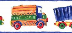 White Childrens Truck Drawing Wall Paper Bord