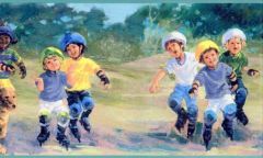 Skating Children Wallpaper Border