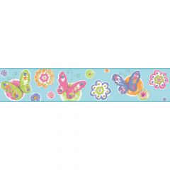 Blue Butterfly Circle Wallpaper Border KS2249BD