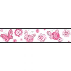 Pink Butterfly Circle Wallpaper Border KS2251BD