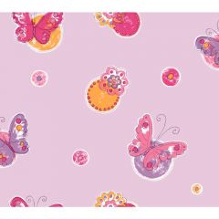 Purple Floral Butterfly Circle Wallpaper KS2259
